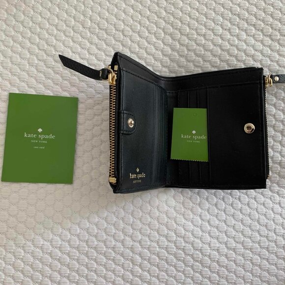 Kate Spade Mulberry Street Small Malea Wallet Black Leather Bifold WLRU3075 - Picture 3 of 3